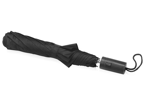 Зонт складной Tulsa, полуавтоматический, 2 сложения, с чехлом, черный - рис 3.