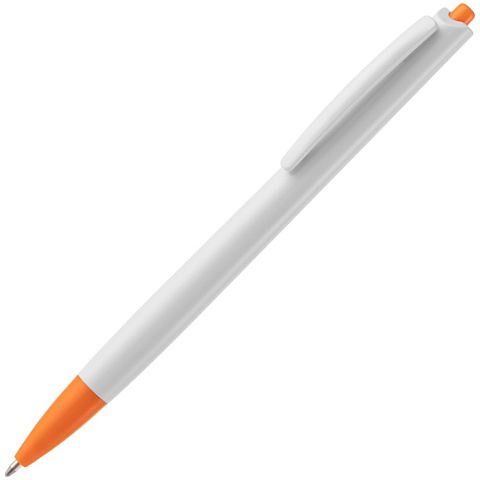 Ручка шариковая Tick, белая с оранжевым - рис 2.