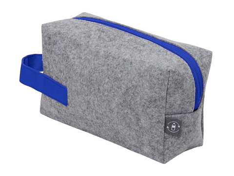 Органайзер для электроники и проводов Felt из RPET-фетра с ручкой, серый с синим - рис 4.