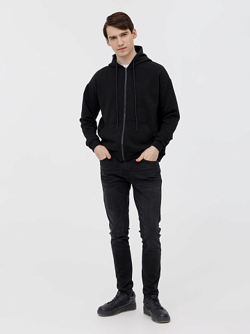 Толстовка унисекс оверсайз на молнии Zippy Terry, черная - рис 6.