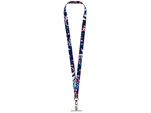 Ланъярд 2 см под сублимацию с трендовым карабином и металлическим держателем для телефона, черный - рис 2.