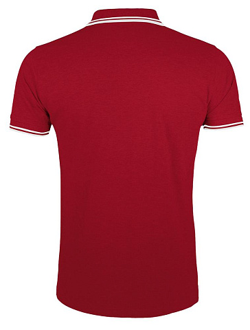 Рубашка поло мужская Pasadena Men 200 с контрастной отделкой, красная с белым - рис 3.