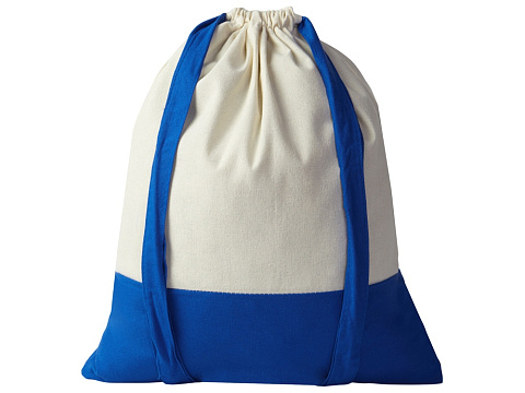 Рюкзак-мешок Cotton из хлопка 170 г, натуральный/синий - рис 2.