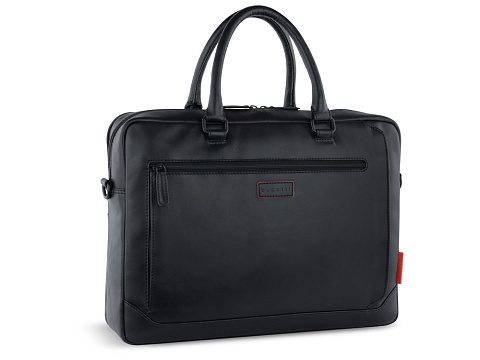 Портфель мужской BUGATTI КЛАРК | CLARK, чёрный, воловья кожа/полиэстер, 40х9,5х29 см, 10 л