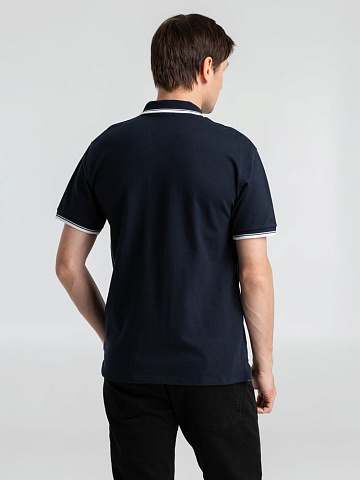 Рубашка поло мужская с контрастной отделкой Practice 270, темно-синий/белый - рис 6.