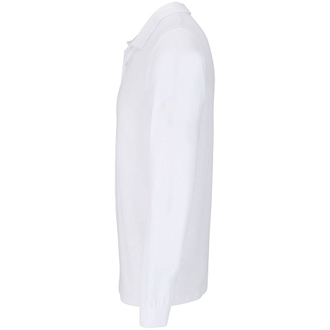 Рубашка поло унисекс с длинным рукавом Planet LSL, белая - рис 3.
