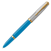 Перьевая ручка Parker 51 Premium Turquoise GT перо; M/F, чернила: Black,Blue, в подарочной упаковке.