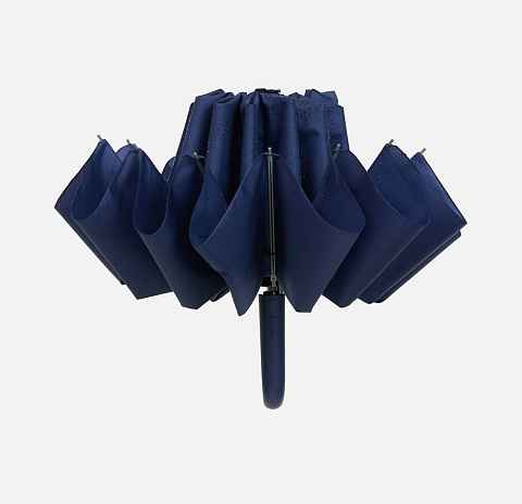 Зонт обратного сложения inLoop с ручкой-карабином, темно-синий - рис 4.