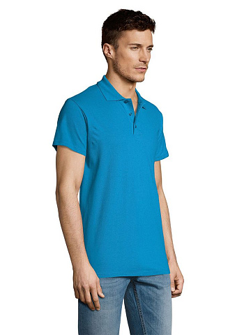 Рубашка поло мужская Summer 170, ярко-бирюзовая - рис 6.