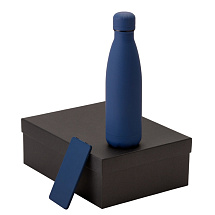 Подарочный набор с термобутылкой и повербанком С1, 5000 mAh, темно-синий