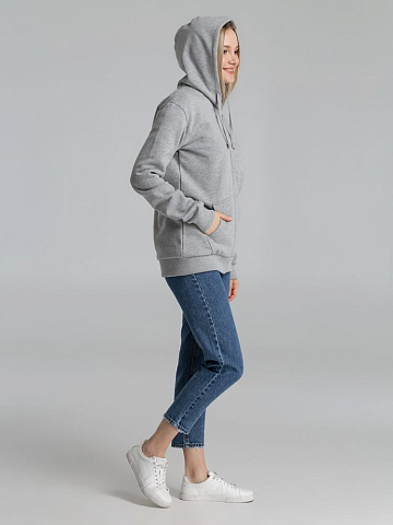 Толстовка на молнии с капюшоном Unit Siverga Heavy, серый меланж - рис 10.