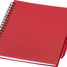 Набор Niove из блокнота из переработанного пластика в мягкой обложке и шариковой ручки (синие чернила) - Красный