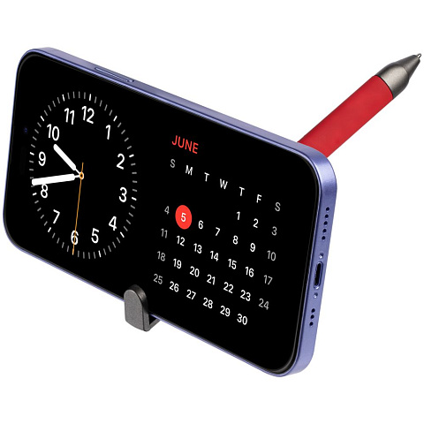 Ручка шариковая Standic с подставкой для телефона, красная - рис 8.