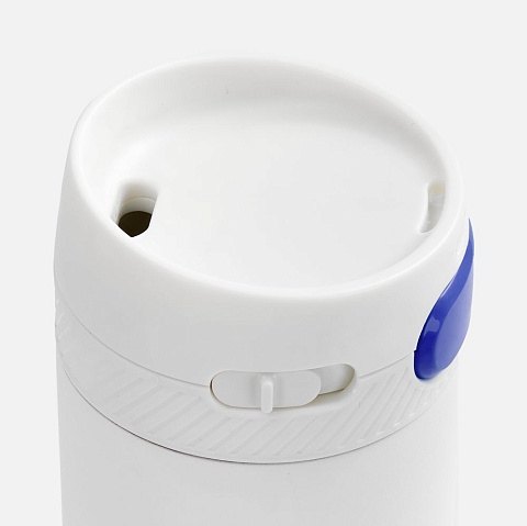 Термостакан X1 с цветной кнопкой, белый с синим - рис 4.