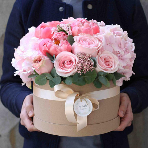 Цветы в шляпной коробке Pink Melody - рис 3.
