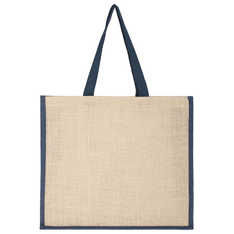 Холщовая сумка для покупок Bagari с синей отделкой - рис 3.