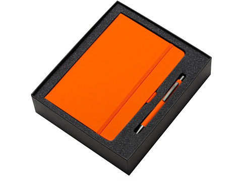 Подарочный набор Vision Pro soft-touch с ручкой и блокнотом А5, оранжевый - рис 2.