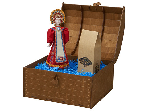 Подарочный набор: кукла фарфоровая, чай Малина с мятой, красный - рис 3.