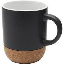 Billie керамическая кружка объемом 300 мл с пробковыми деталями и матовой отделкой, сплошной черный