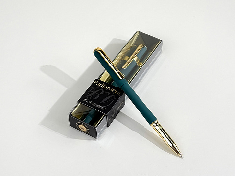 Ручка пластиковая шариковая Parliament, 0,7 мм, синие чернила, зеленый/золотистый - рис 5.