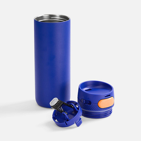 Термостакан X1 с цветной кнопкой, синий с оранжевым - рис 3.