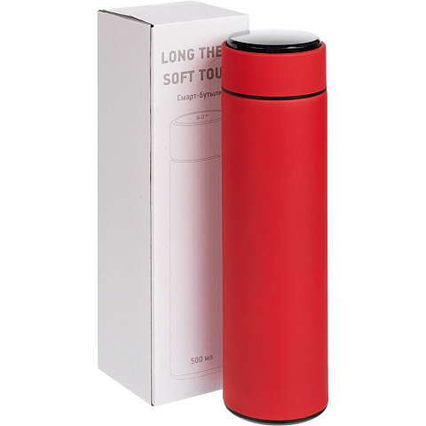 Смарт-бутылка с заменяемой батарейкой Long Therm Soft Touch, красная - рис 10.