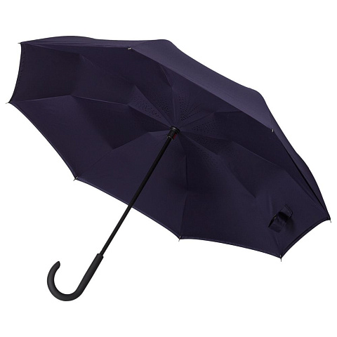 Зонт наоборот Style, трость, темно-синий - рис 3.