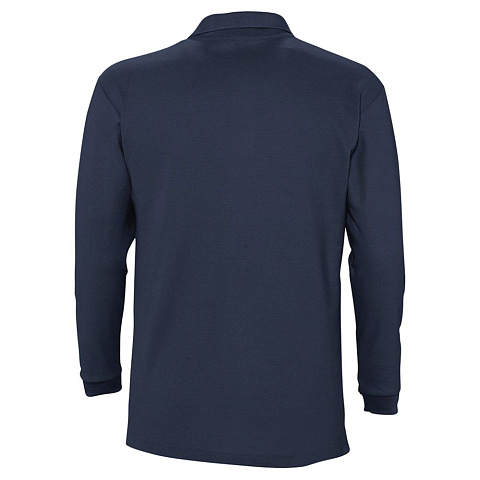 Рубашка поло мужская с длинным рукавом Winter II 210 темно-синяя - рис 3.